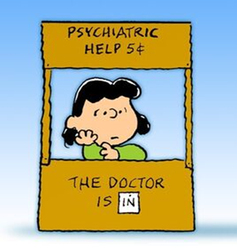Comic: Psychiatric Help 5 cents; The Doctor is In